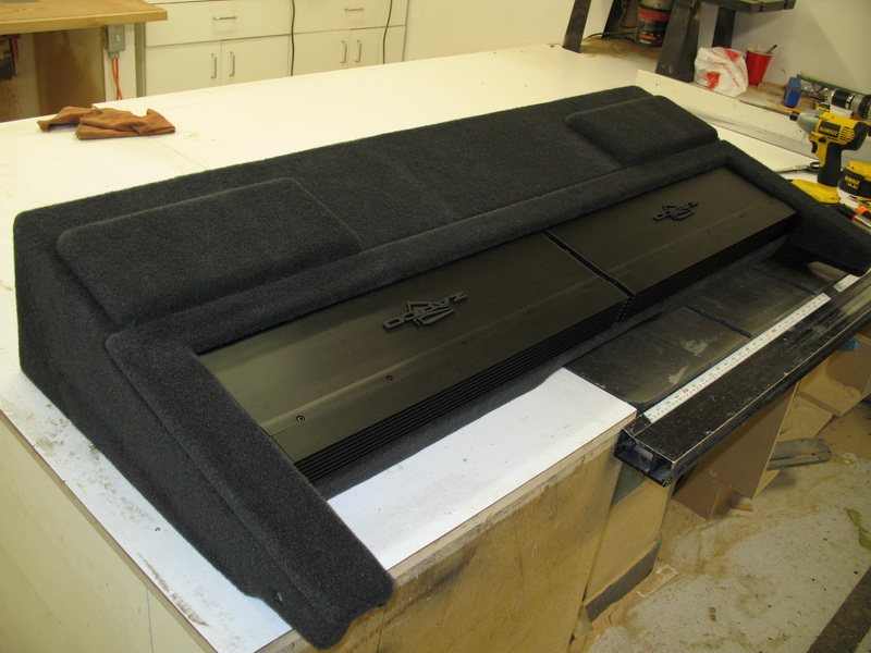 finsihed amp rack and sub enclosure